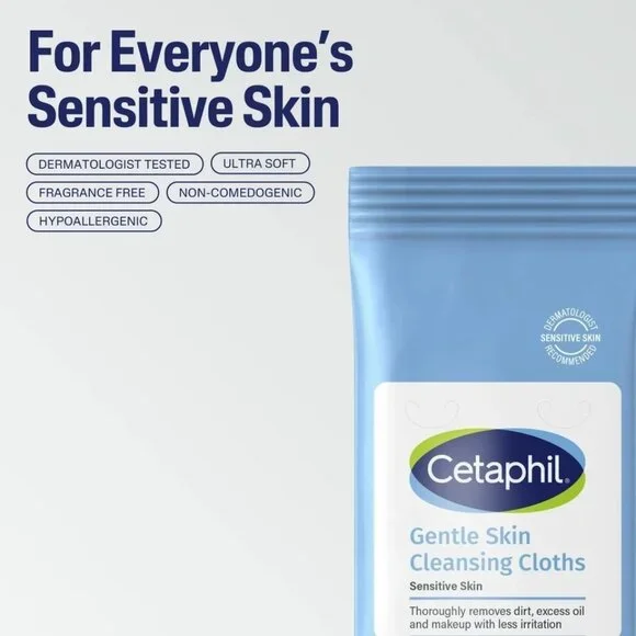 Cetaphil Gentle Skin Cleansing Cloths 25 Pre-Moistened Cloths Sensitive Skin - Picture 4 of 7